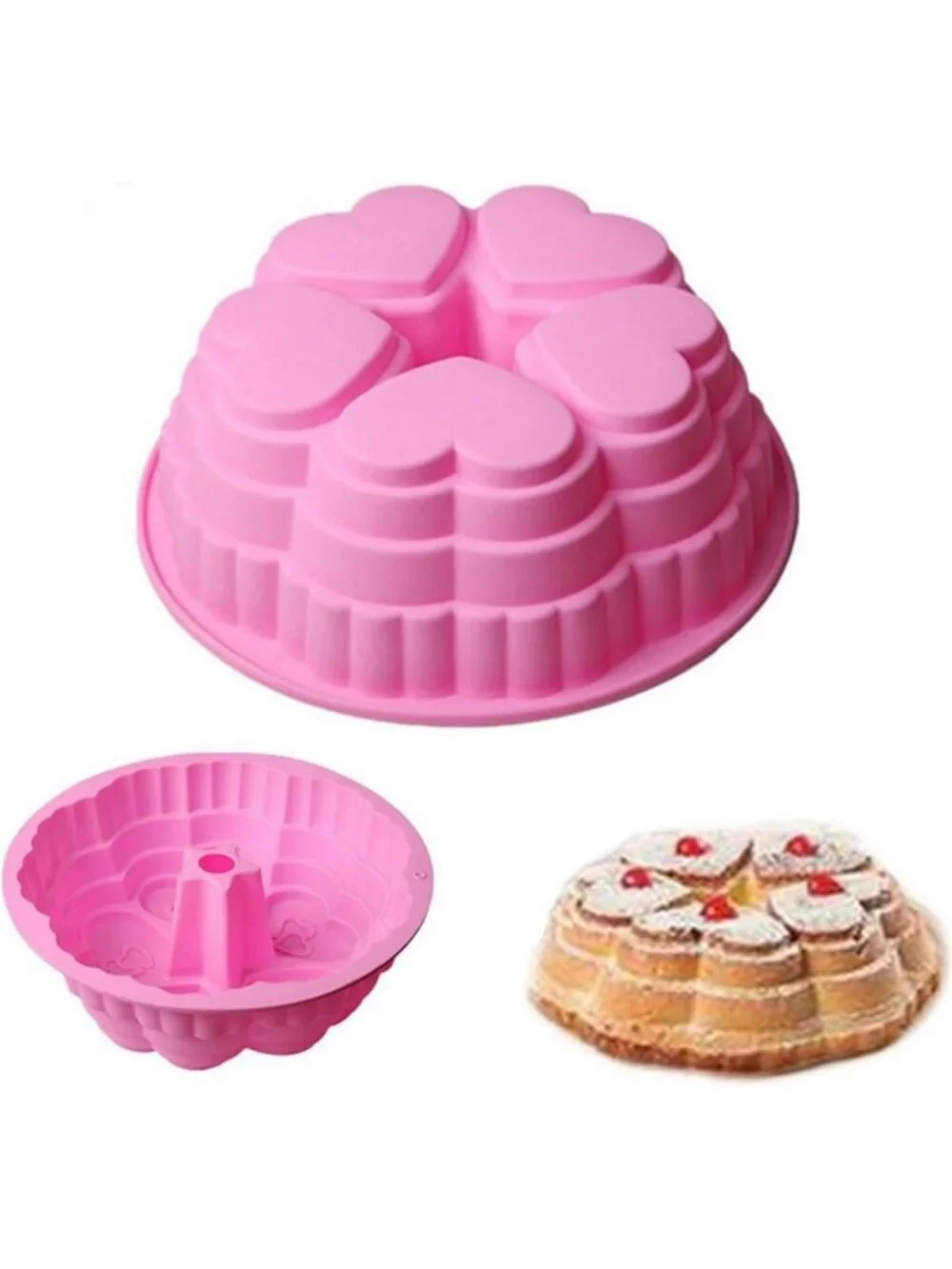 9.5'' Love Heart Silicone Cake Mold - Perfect for Birthday Desserts, Pies